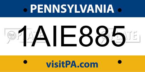 1AIE885 Pennsylvania License Plate