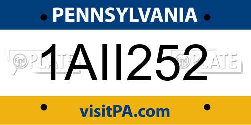 1AII252 Pennsylvania License Plate
