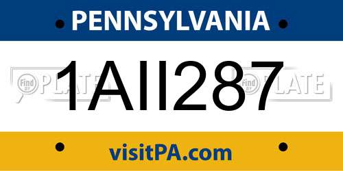 1AII287 Pennsylvania License Plate