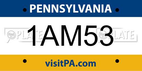 1AM53 Pennsylvania License Plate