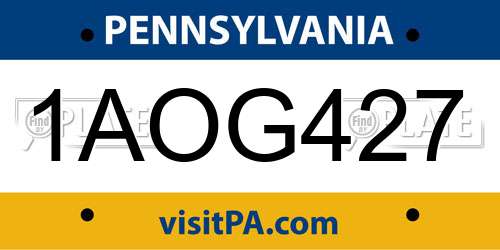 1AOG427 Pennsylvania License Plate