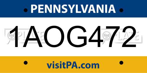 1AOG472 Pennsylvania License Plate
