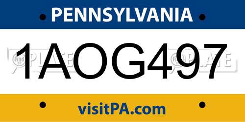 1AOG497 Pennsylvania License Plate