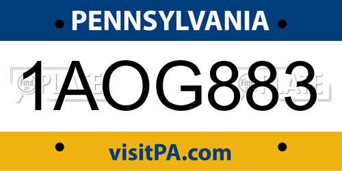 1AOG883 Pennsylvania License Plate