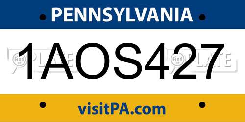 1AOS427 Pennsylvania License Plate
