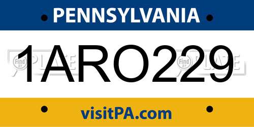 1ARO229 Pennsylvania License Plate