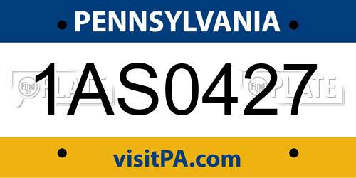 1AS0427 Pennsylvania License Plate