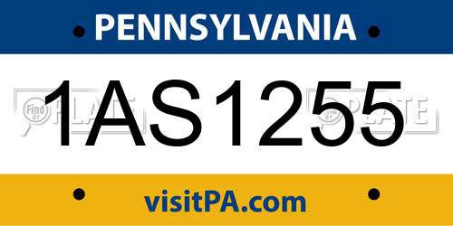 1AS1255 Pennsylvania License Plate