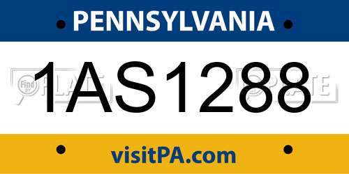1AS1288 Pennsylvania License Plate