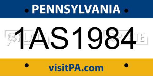 1AS1984 Pennsylvania License Plate