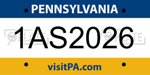 1AS2026 Pennsylvania License Plate