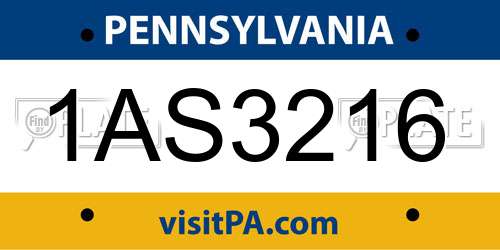 1AS3216 Pennsylvania License Plate