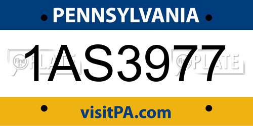 1AS3977 Pennsylvania License Plate