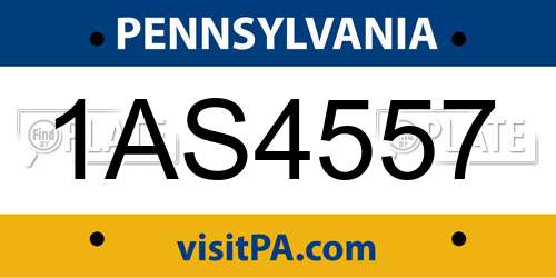 1AS4557 Pennsylvania License Plate