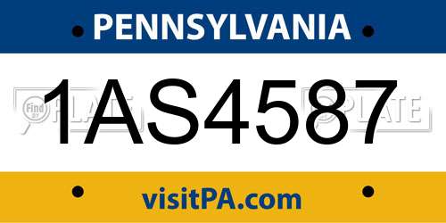 1AS4587 Pennsylvania License Plate