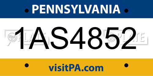 1AS4852 Pennsylvania License Plate