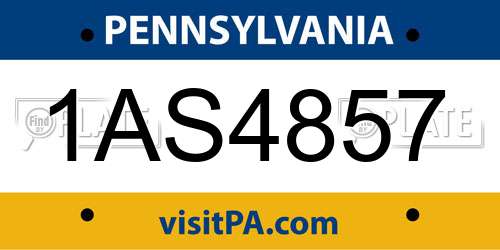 1AS4857 Pennsylvania License Plate