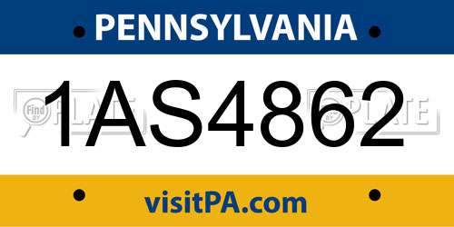 1AS4862 Pennsylvania License Plate