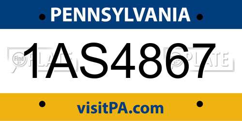 1AS4867 Pennsylvania License Plate