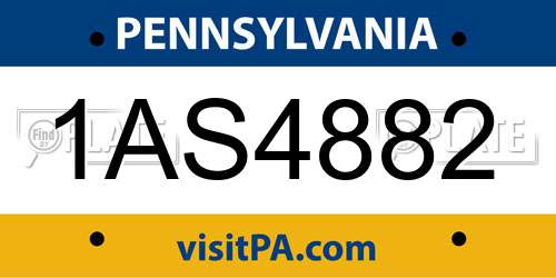 1AS4882 Pennsylvania License Plate