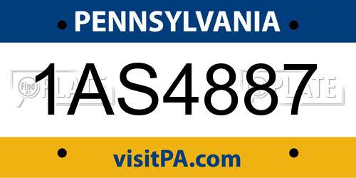 1AS4887 Pennsylvania License Plate