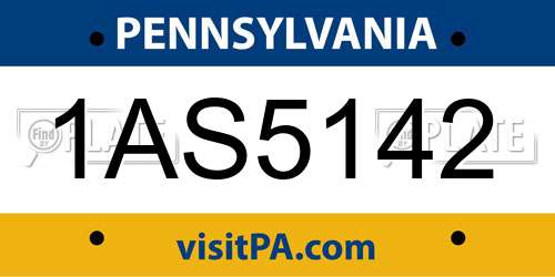 1AS5142 Pennsylvania License Plate