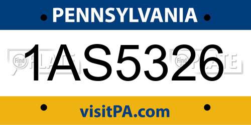 1AS5326 Pennsylvania License Plate