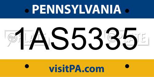 1AS5335 Pennsylvania License Plate