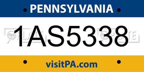 1AS5338 Pennsylvania License Plate