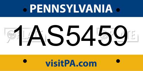 1AS5459 Pennsylvania License Plate
