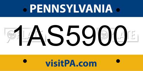 1AS5900 Pennsylvania License Plate