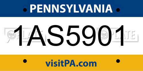 1AS5901 Pennsylvania License Plate