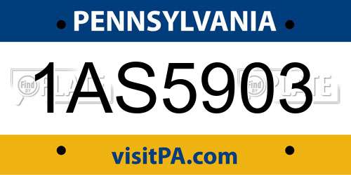 1AS5903 Pennsylvania License Plate