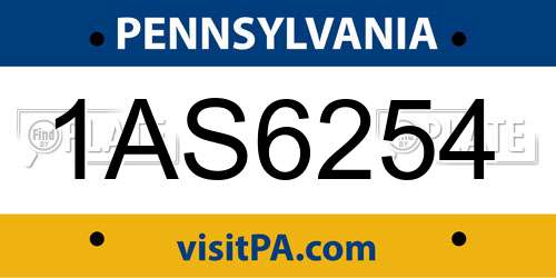 1AS6254 Pennsylvania License Plate