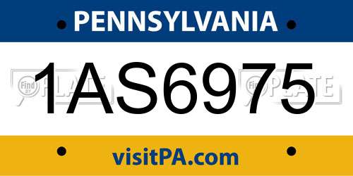 1AS6975 Pennsylvania License Plate