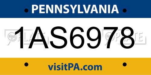 1AS6978 Pennsylvania License Plate