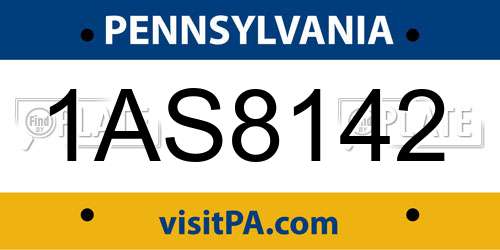 1AS8142 Pennsylvania License Plate