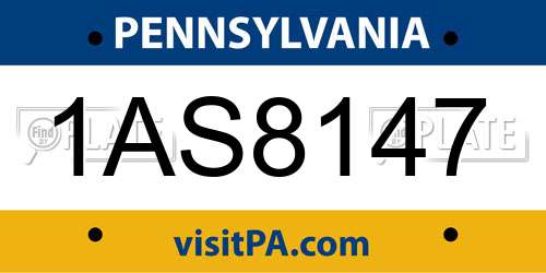 1AS8147 Pennsylvania License Plate