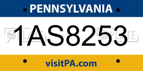 1AS8253 Pennsylvania License Plate