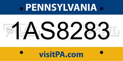 1AS8283 Pennsylvania License Plate