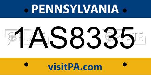 1AS8335 Pennsylvania License Plate
