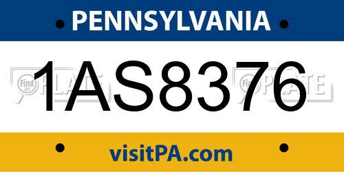 1AS8376 Pennsylvania License Plate
