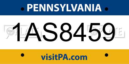 1AS8459 Pennsylvania License Plate