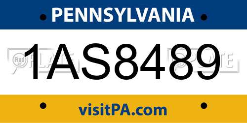 1AS8489 Pennsylvania License Plate