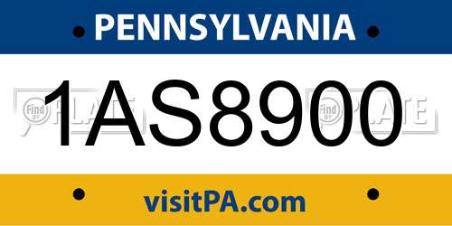 1AS8900 Pennsylvania License Plate