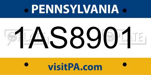 1AS8901 Pennsylvania License Plate