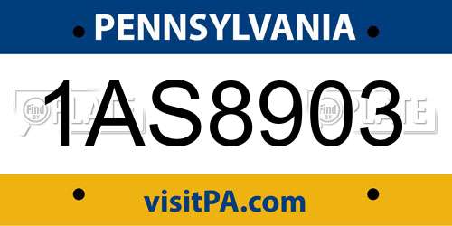 1AS8903 Pennsylvania License Plate
