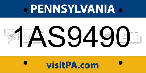 1AS9490 Pennsylvania License Plate