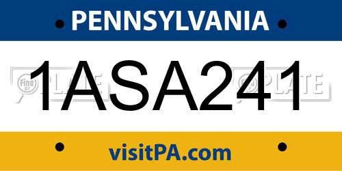 1ASA241 Pennsylvania License Plate
