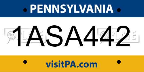 1ASA442 Pennsylvania License Plate